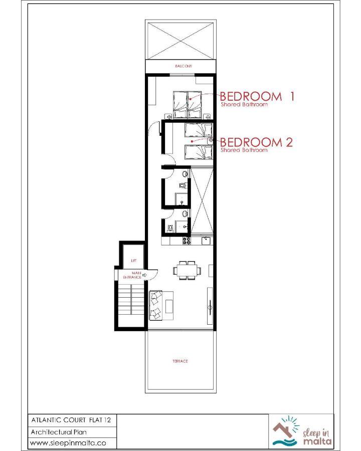 F12 Room 2, Private Room Two Single Beds Privated Bathroom In Shared Flat Msida Luaran gambar